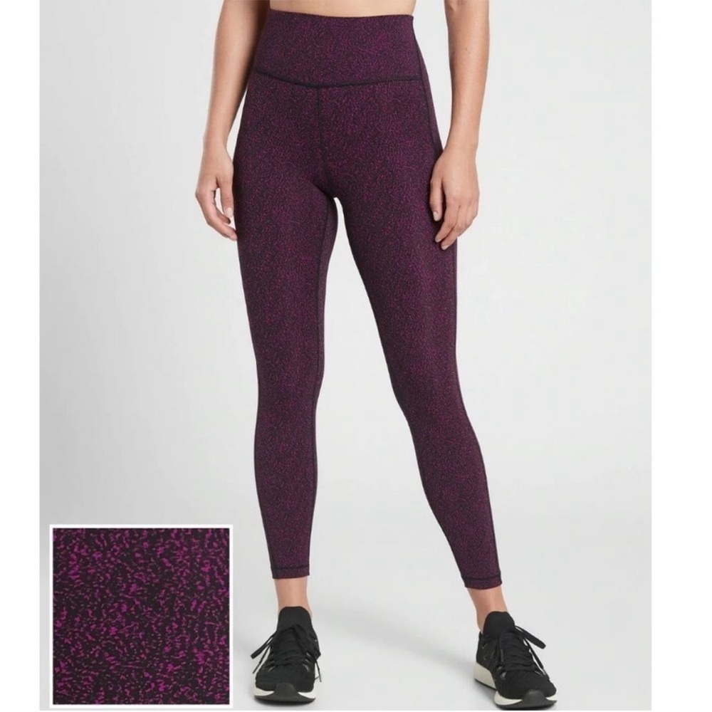ATHLETA Ultimate Stash Pocket Textured Tight Legging Purple High Rise Sz S